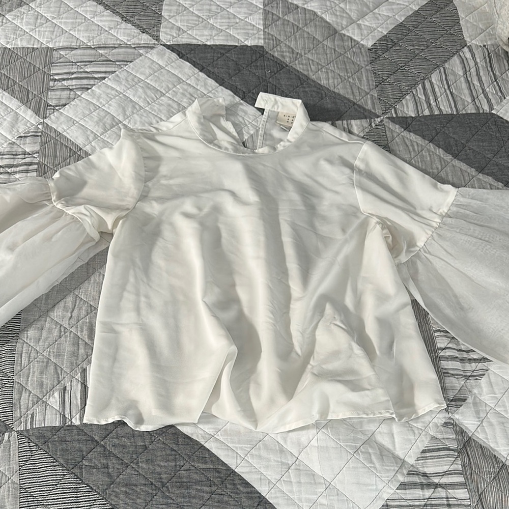 A New Day White Boxy Ruffled Blouse